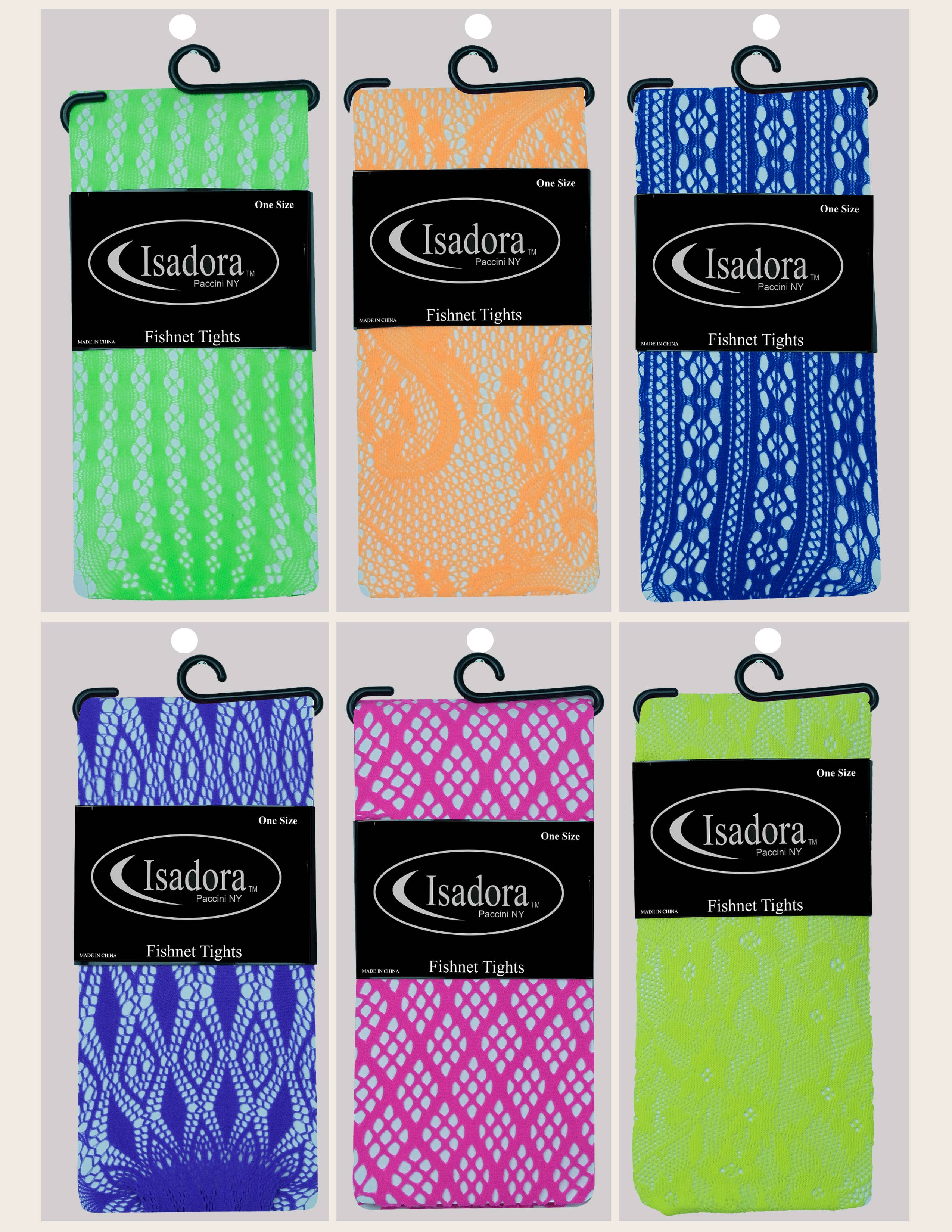 Isadora, Tipi toe, & James Fiallo - Wholesale Tights - Women's - Women Isadora Neon Patterned Fishnet Sexy Fashion Tights1