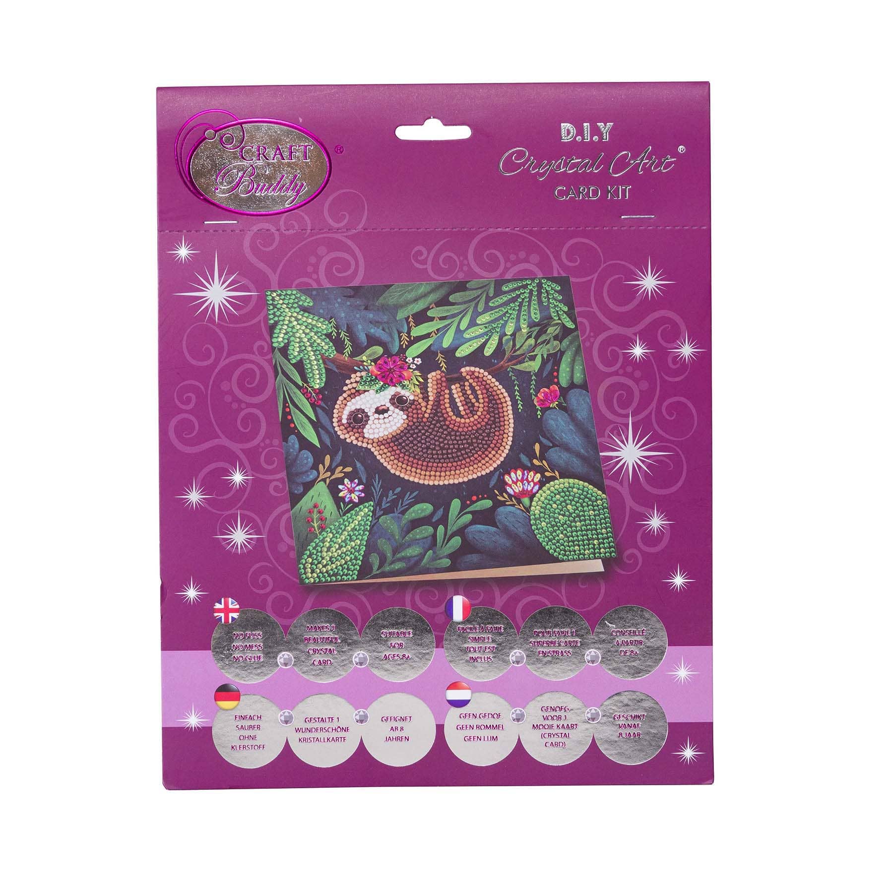 Outset Games and Cobble Hill Puzzles - Wholesale DIY Craft Kit - Crystal Art Card Kit: Sloth2