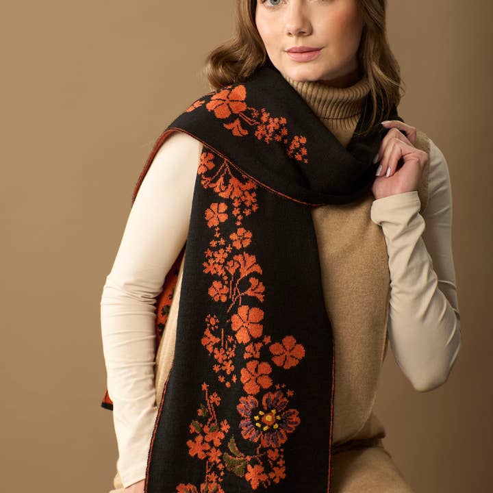 WUAMAN - Alpaca - Wholesale Scarf - Women's - Julia Alpaca Scarf | Hand Embroidery | Fall5