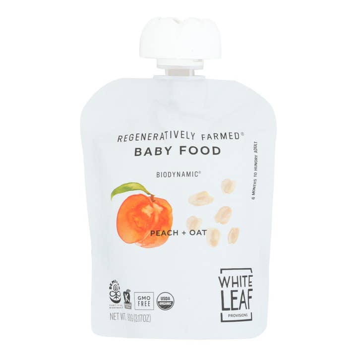 White Leaf Provisions - Bbyfd Peach & Oat - Case of 6-90 GRM for wholesale by Everyday Supply Co