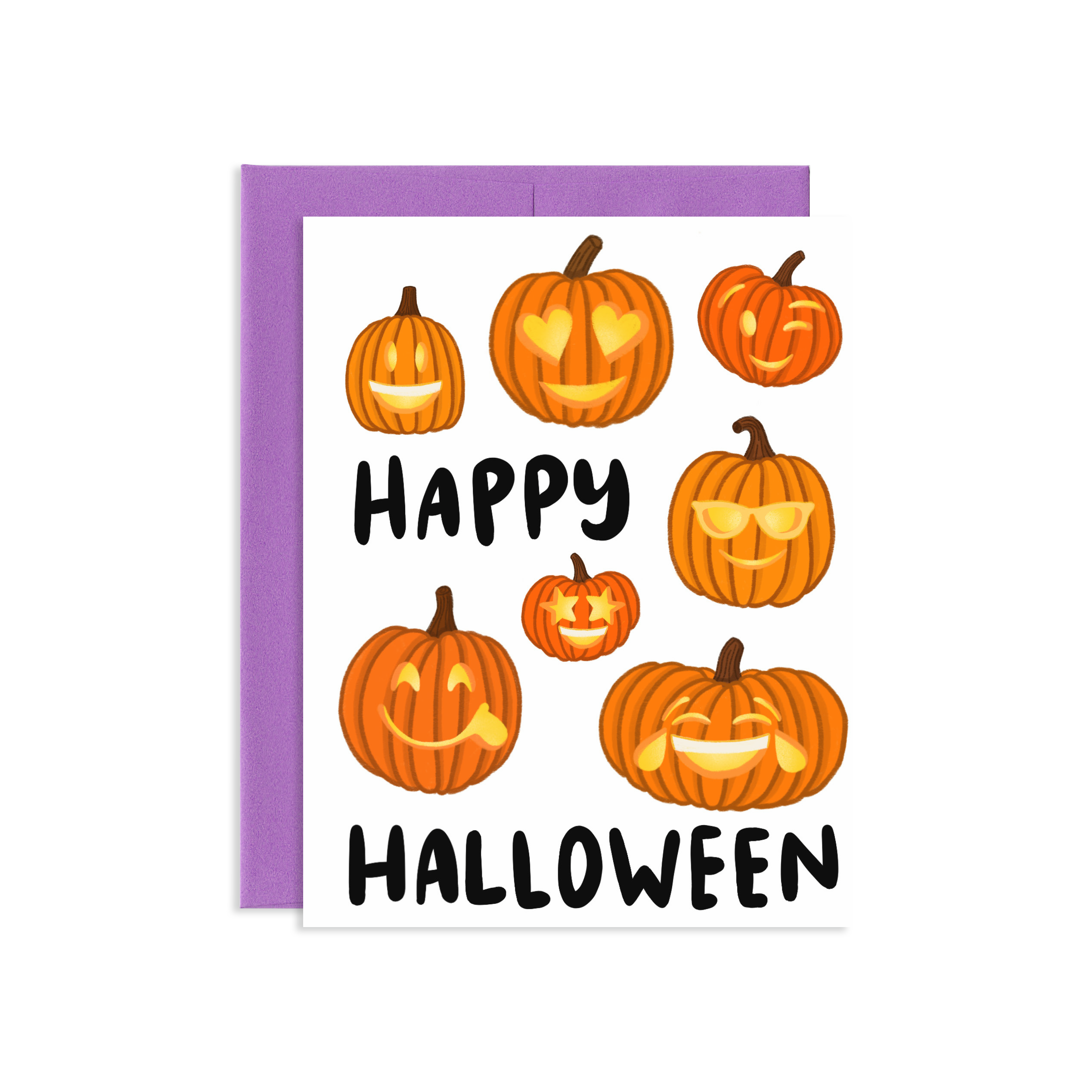 Grey Street Paper - Wholesale Halloween Card - Emoji Pumpkins Halloween Greeting Card0
