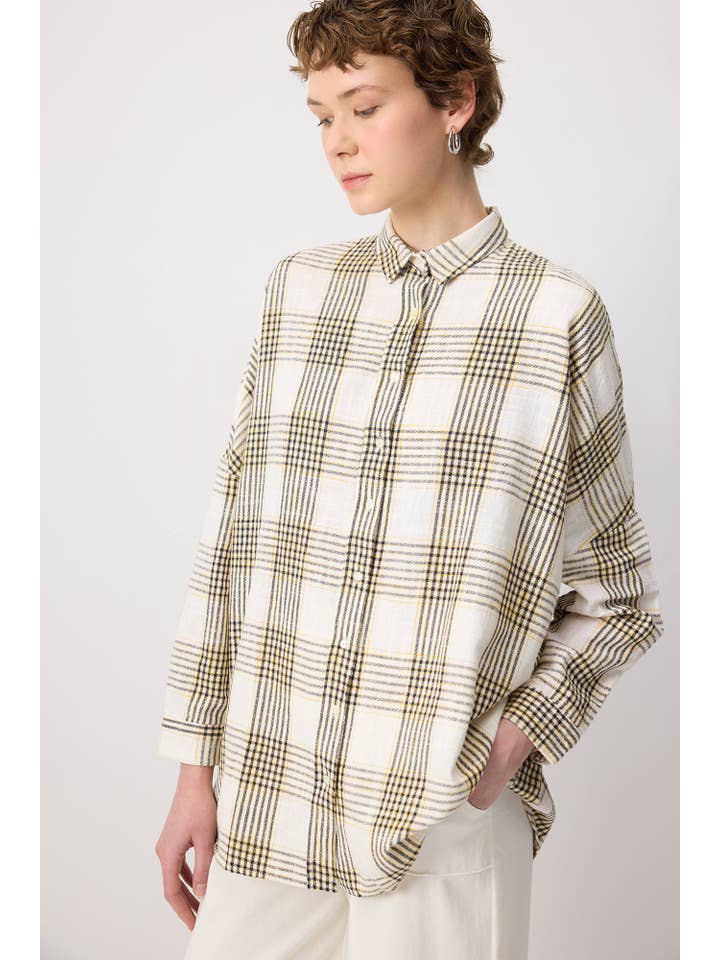 Yellow RELAXED FIT FLANNEL COTTON SHIRT for wholesale on Faire
