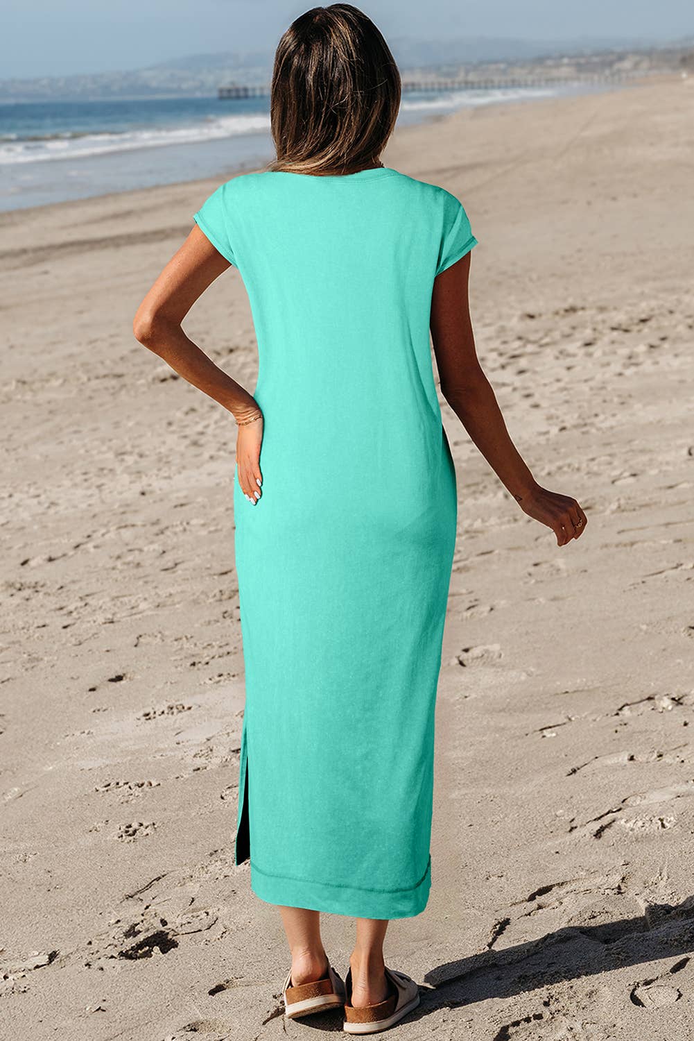 Aapparella - Wholesale Dress - Women's - Mineral Wash Pocketed T-shirt Long Dress | S-XL8