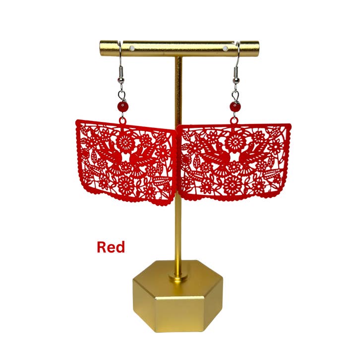 Xochico - Wholesale Dangle Earrings - "Palomas" Papel Picado earrings (banner style)1