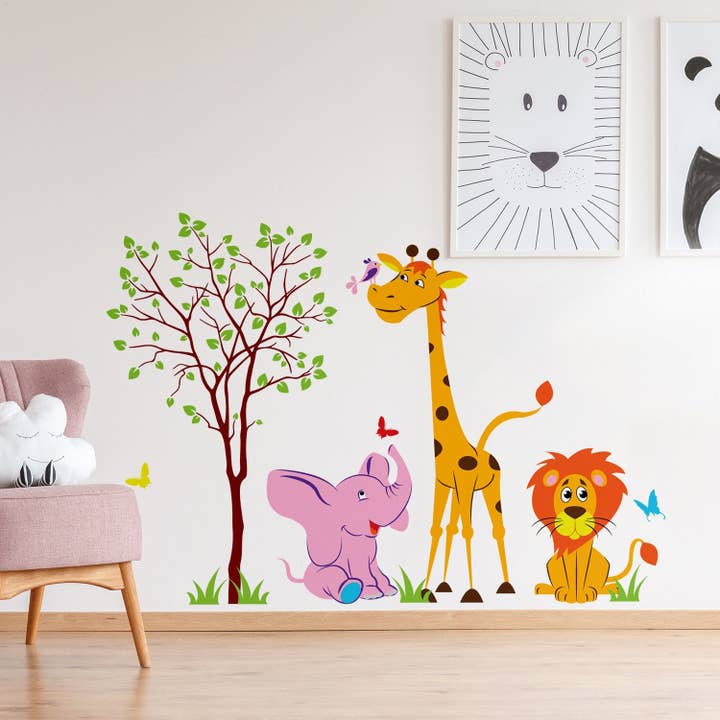 Nursery Animal Wall Decor Vinyl Sticker - Art Jungle Kid Baby Set Cute Decal for wholesale by Decords