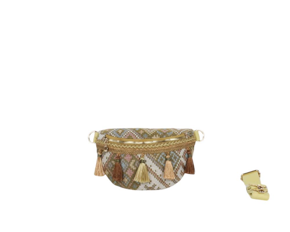 MIA LAROUGE - Wholesale Top Handle Bag - Women's - WAIST BAG WITH FRINGED FRONT DETAILS5