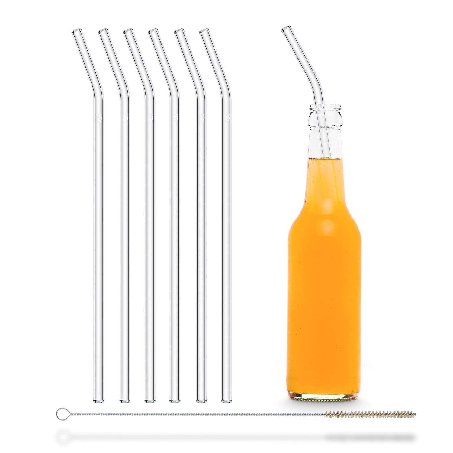 HALM Straws - Wholesale Drinking Straw - 6 x 30 cm (curved) glass straws0