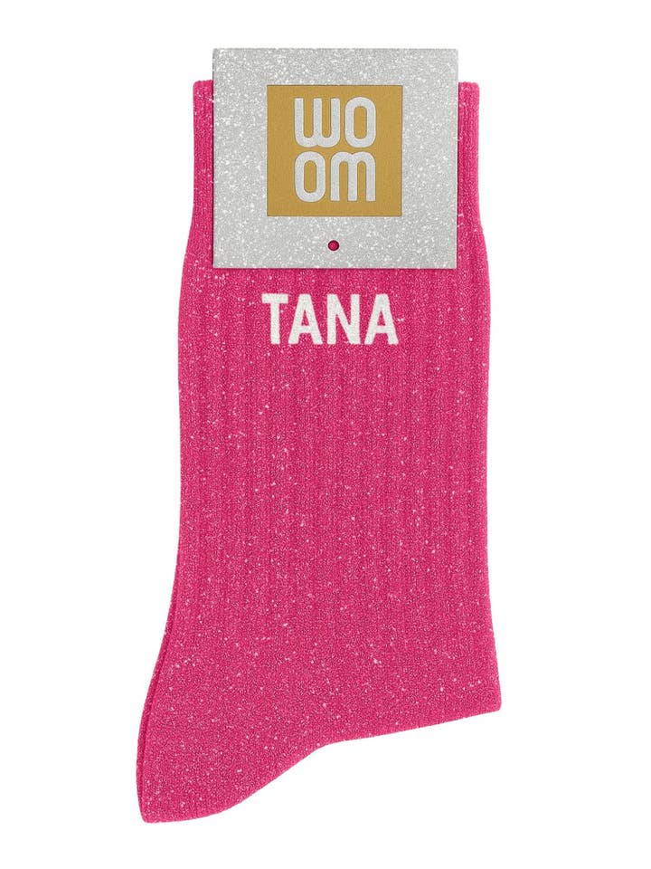 ChoO - Wholesale Socks - Kids - "Tana" Fuchsia Message Glitter Socks