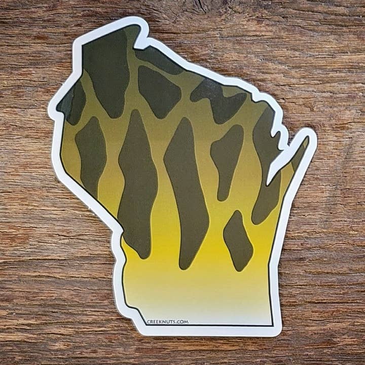 Wisconsin Smallmouth Bass Skin Sticker for wholesale by creeknuts.com
