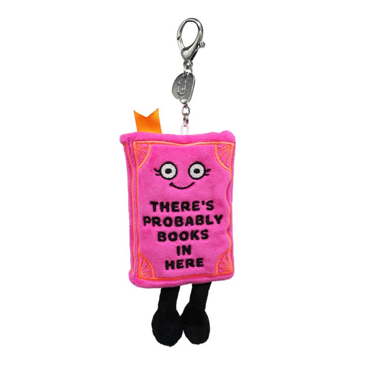 "There's Probably Books In Here" Book Plush Bag Charm for wholesale by Punchkins