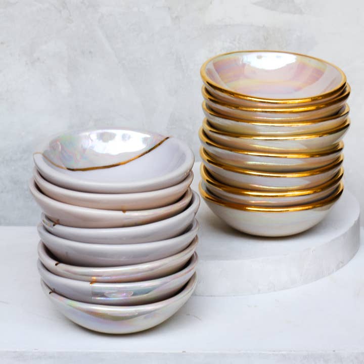 Tigela Iridescente Mergulhada | Cerâmica Artesanal com Ouro por atacado de Apricity Ceramics