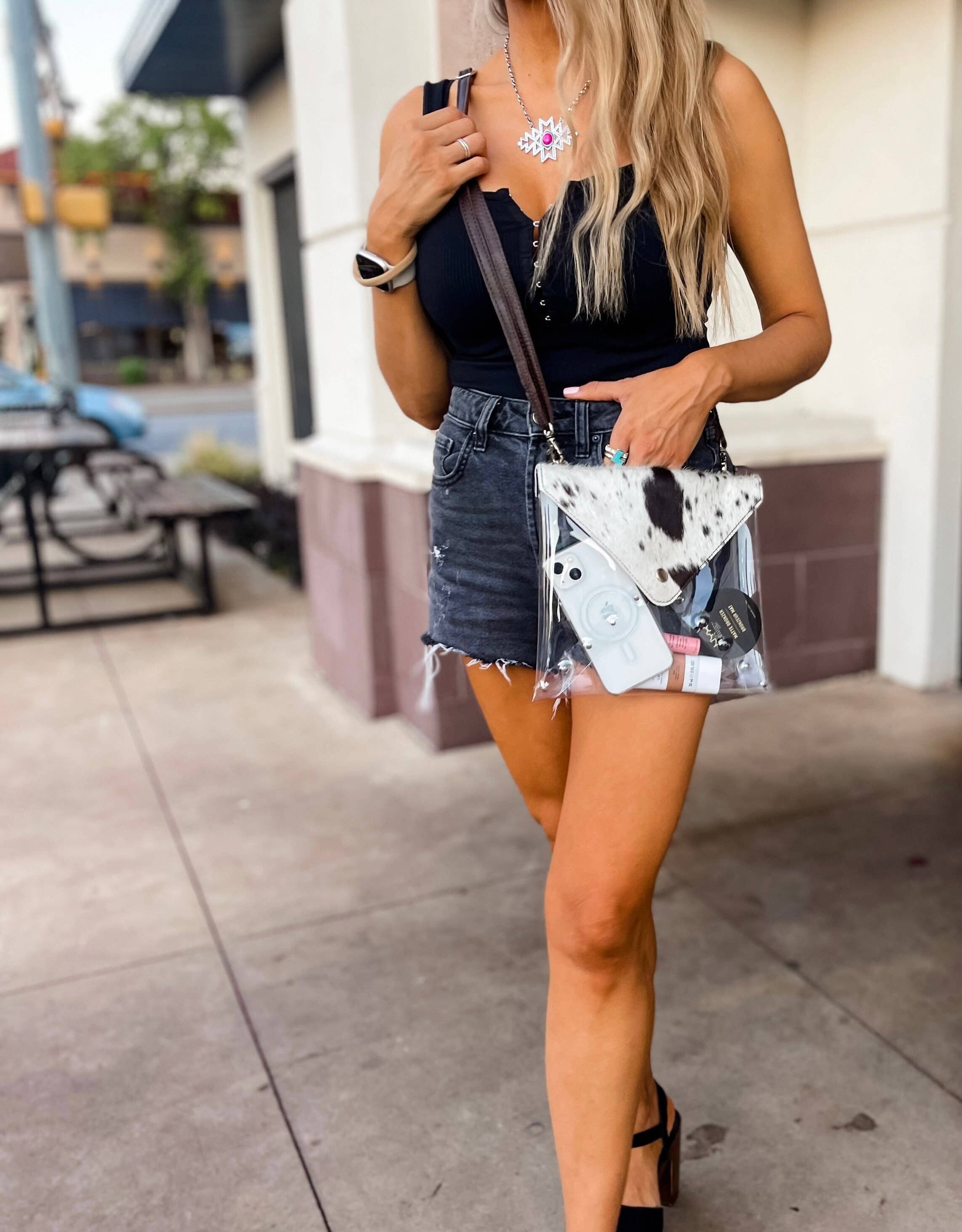 Boho Ranch Shop - Wholesale Crossbody Bag - Women's - Western Cowhide Hairon Clear Crossbody Purse1