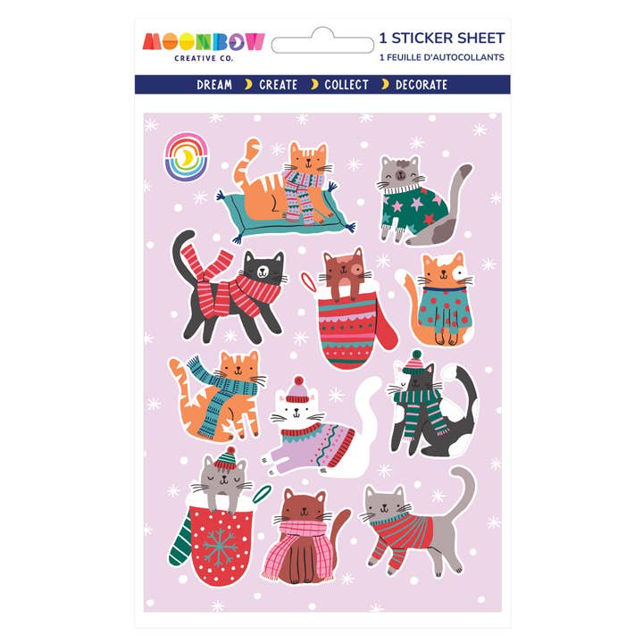 Kittens 'n' Mittens Hologram Sticker Sheet for wholesale by Moonbow Creative Co.