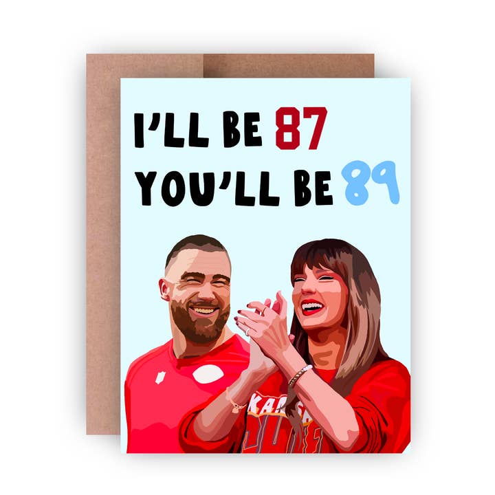 Carte de Saint-Valentin A2 87 & 89 Taylor Swift et Travis Kelce pour la vente par Paper Rings Press