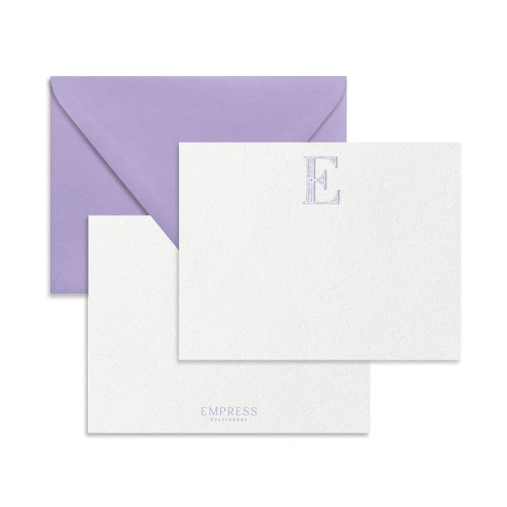 Lavender Antique Letter Note Card Set for wholesale by Empress Stationery