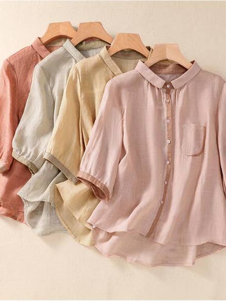 Whisper Mint - Wholesale Blouse - Women's - Color-block women's shirt slimming blouse