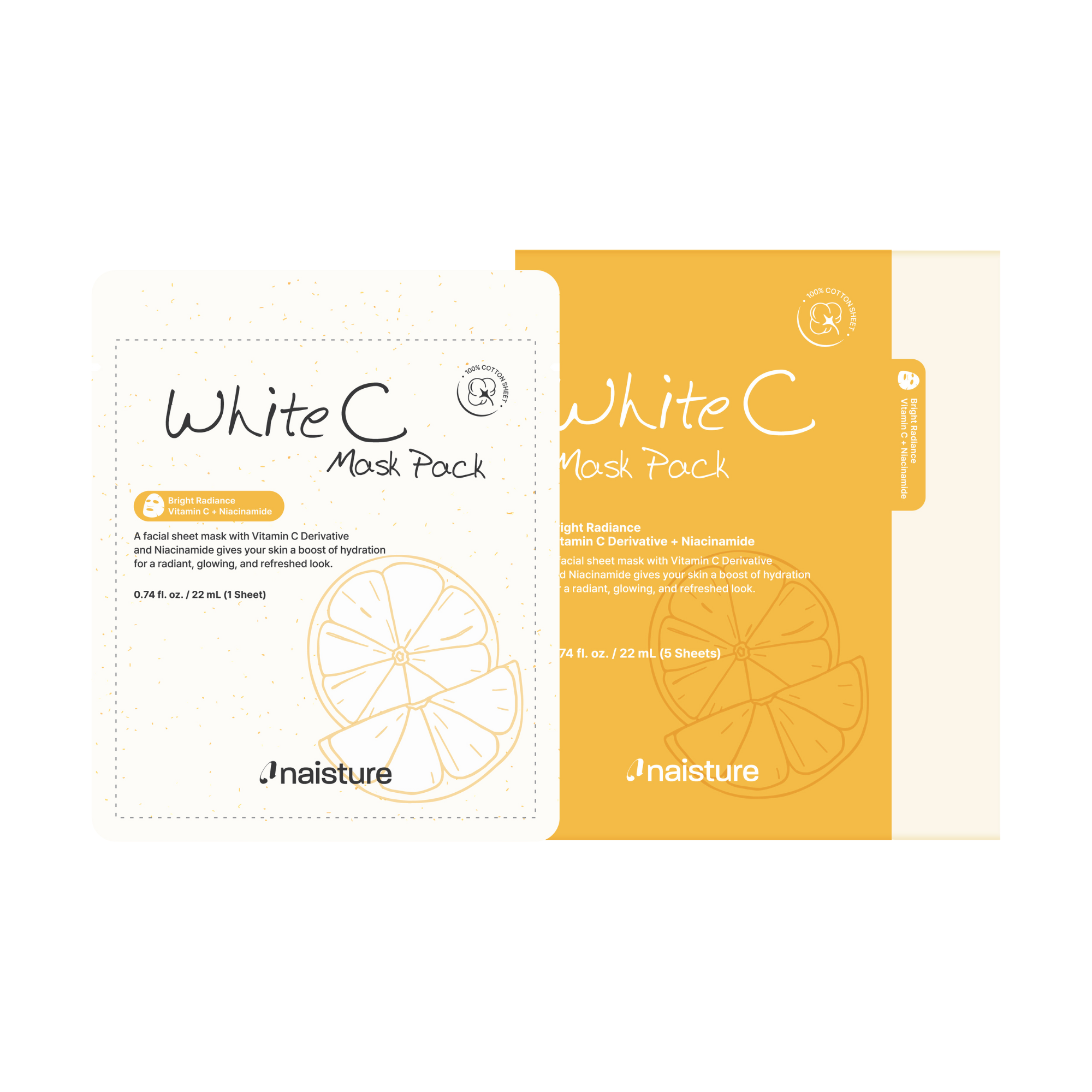 Naisture - Wholesale Skincare Face Mask - Premium Sheet Mask - White C (5pc Box)3