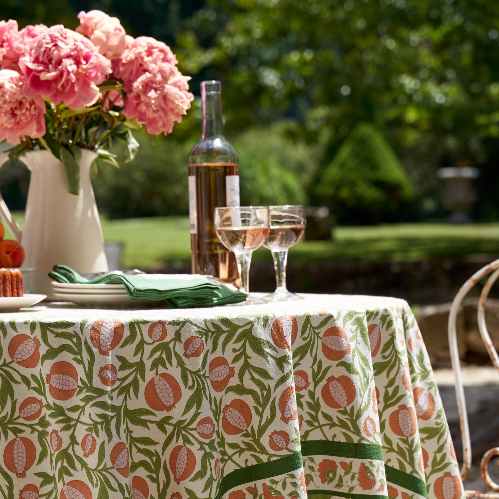 Couleur Nature - Wholesale Tablecloth - Grenadine Orange & Green Tablecloth2