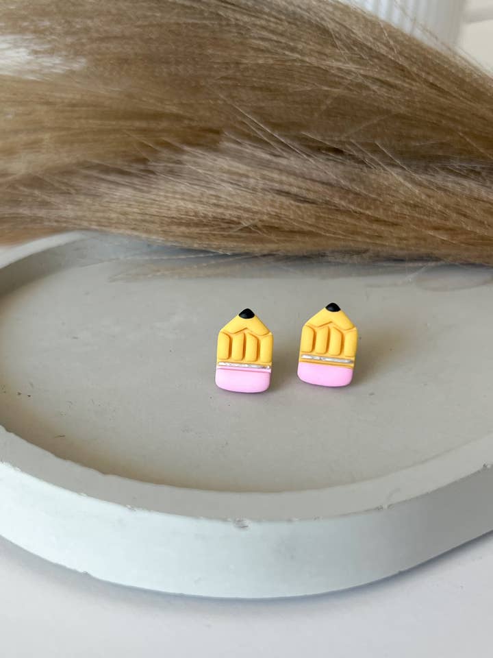 Teacher Earrings, Pencil Studs for wholesale by Sincerely, Abi