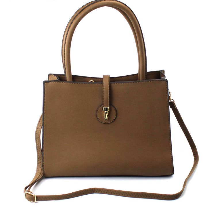 AR New York - Wholesale Top Handle Bag - Women's - 7870 - PU Bag With Golden Metal Clips