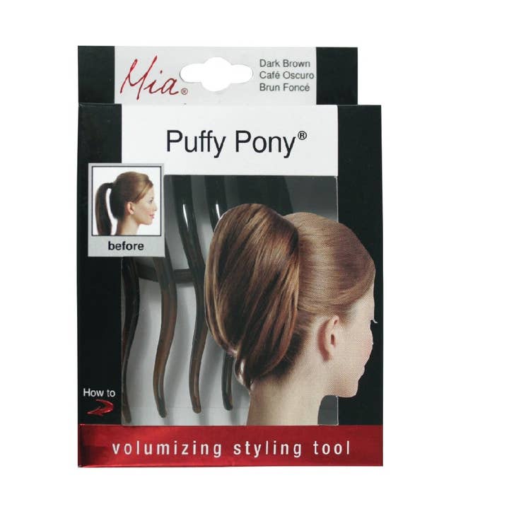 Mia - Wholesale Hair Brush/Comb - Mia Puffy Pony Hair Volumizing - Medium Brown