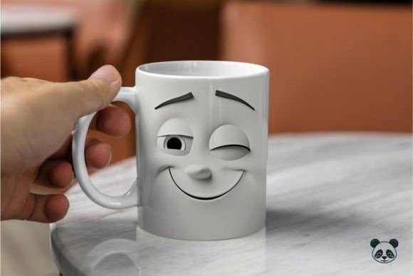 SubliMasterUK – wholesale Coffee mug – Winking Cartoon Face 3D Mug4