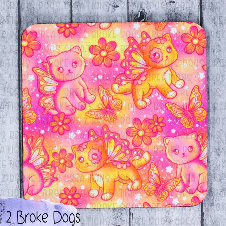 Fairy Cats Kittens Table Coaster for wholesale by 2 Broke Dogs Creations