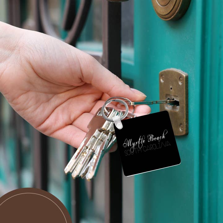 3dRose - Wholesale Keychain - Unisex - 3dRose, American Beaches - Myrtle Beach, South Carolina on black, Key Chain5