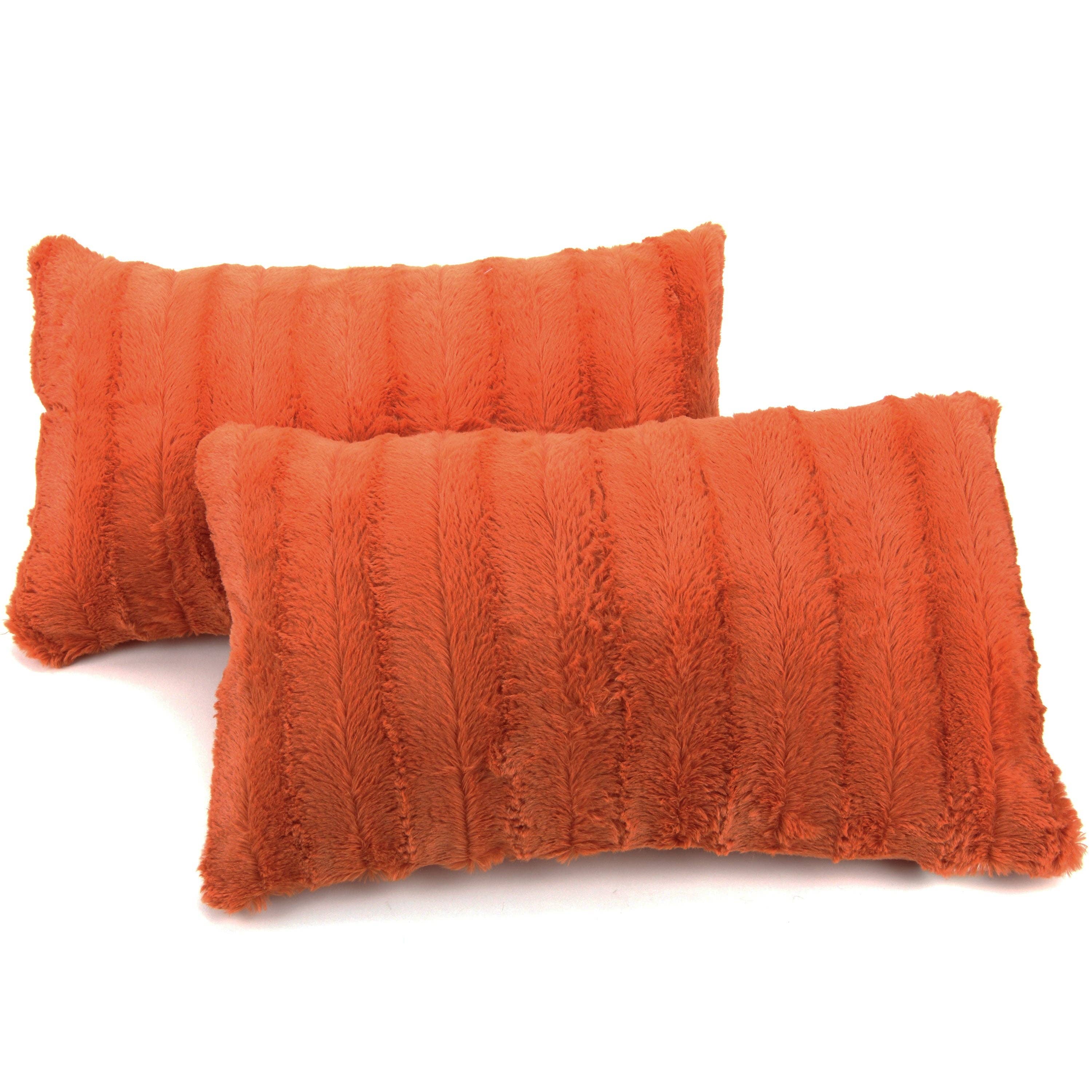 Cheer Collection - Wholesale Throw/Decorative Pillow - 2-Pack Reversible 12"x20" Faux Fur and Microplush Pillows12