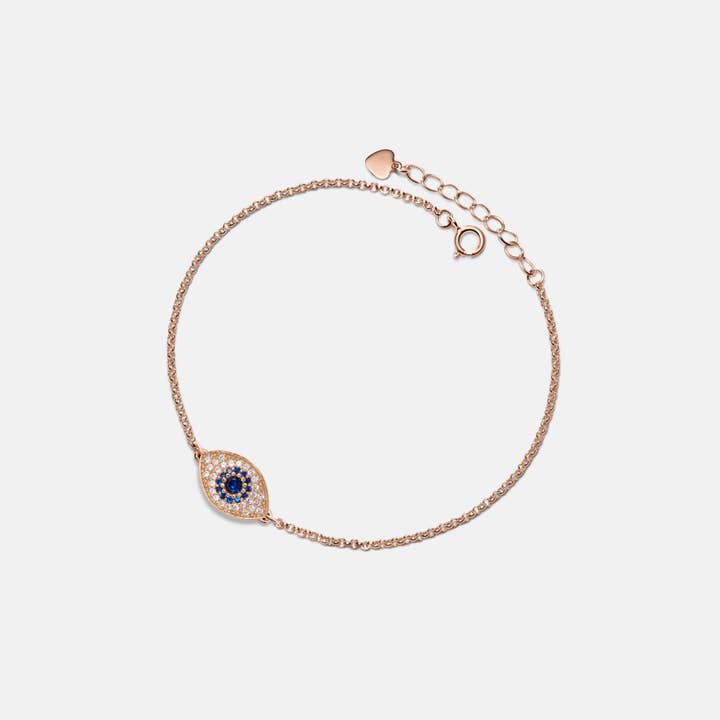 Perimade & Co. LLC - Wholesale Charm/Dangle Bracelet - Turkish Blue Evil Eye Charm Bracelet in 925 Sterling Silver2
