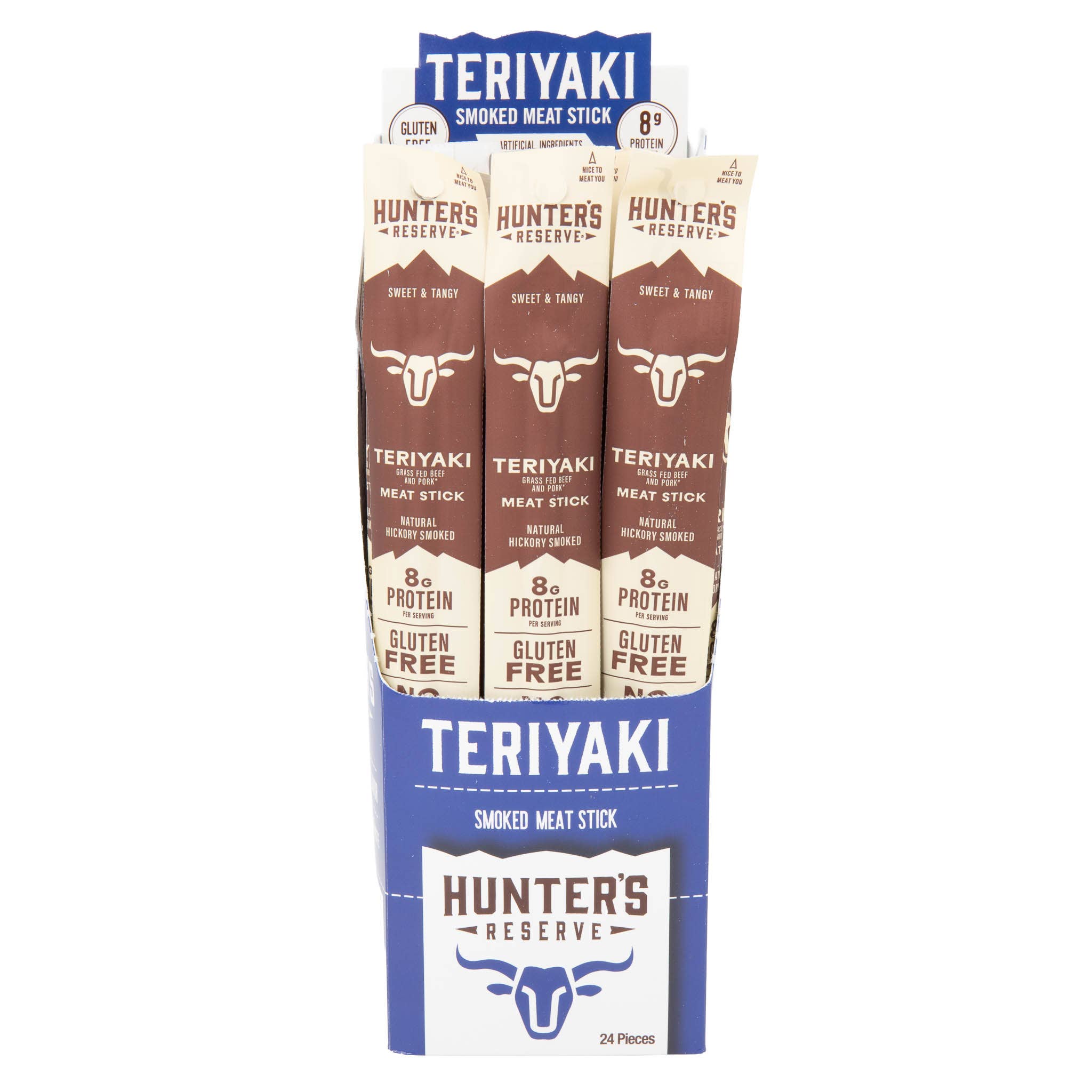 Hunter's Reserve - Vente Viande séchée - Bâtonnets de viande de bœuf teriyaki nourris à l'herbe, paquet de 243