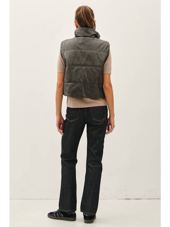 Be Cool - Wholesale Outerwear Vest - Women's - FAUX LEATHER PUFFER VEST 7
