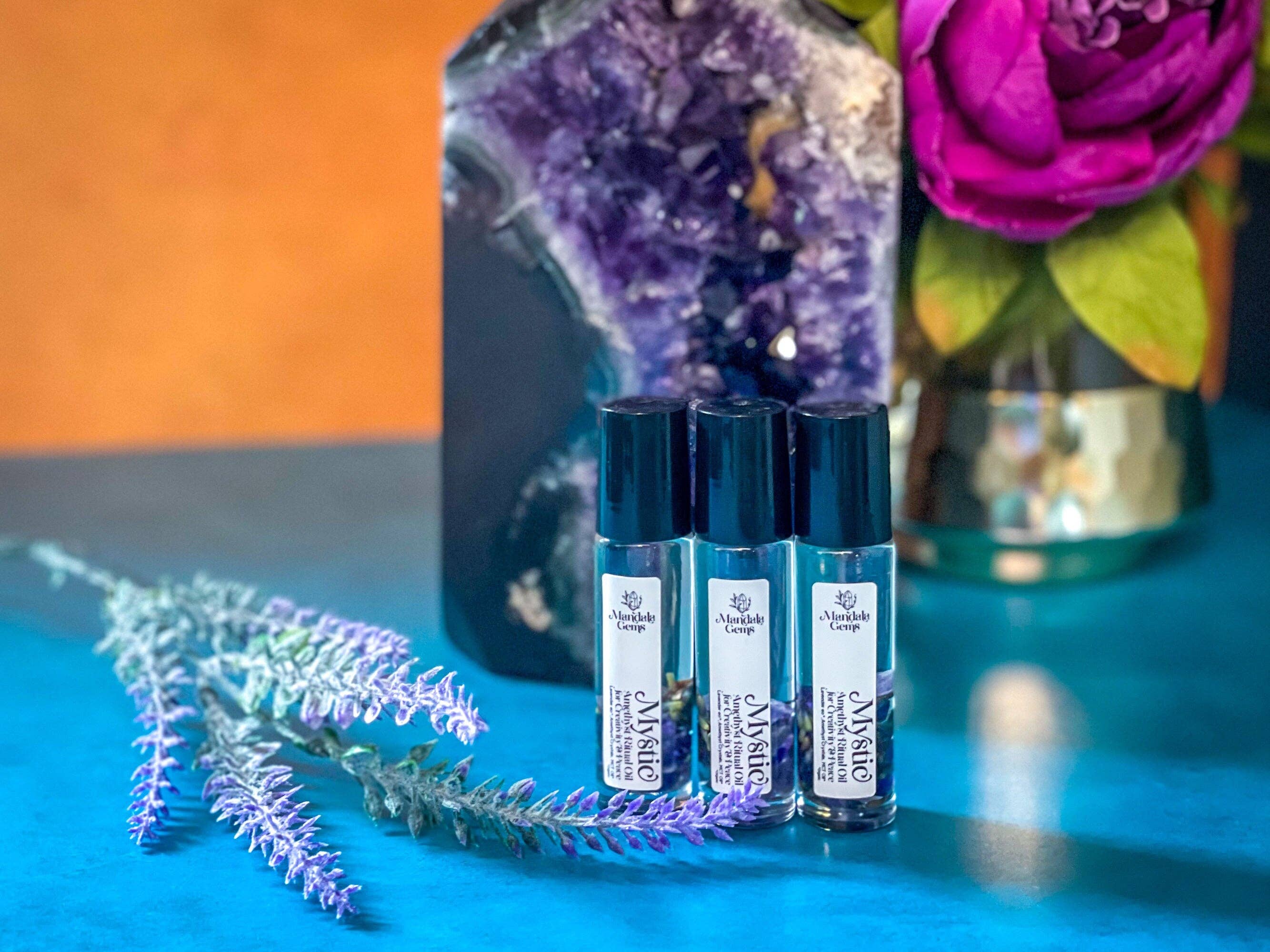 Mandala Gems – wholesale Essential oil roll-on – MYSTIC Roll On With Amethyst & Lavender essential oil roller4