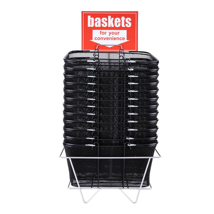 Store Supply Warehouse - Wholesale Shopping Cart - Black Metal Shopping Basket Set - 12 Baskets6