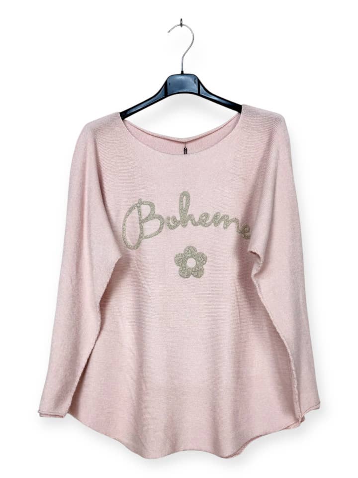 Lucky Nana - Wholesale Knit Sweater - Women's - AH 3165 - V-Neck Sweater with Bohemian Flocking5