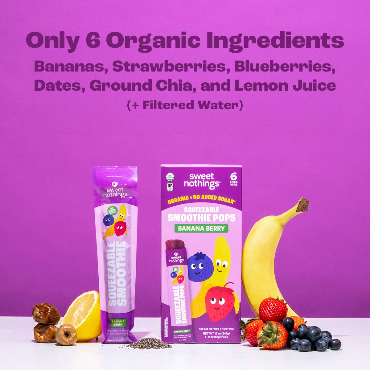 Sweet Nothings - Wholesale Fruit Snacks - Banana Berry Squeezable Smoothie Pops - Freeze At Home1