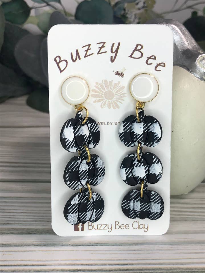 Buffalo plaid dangles for wholesale by Buzzy bee clay