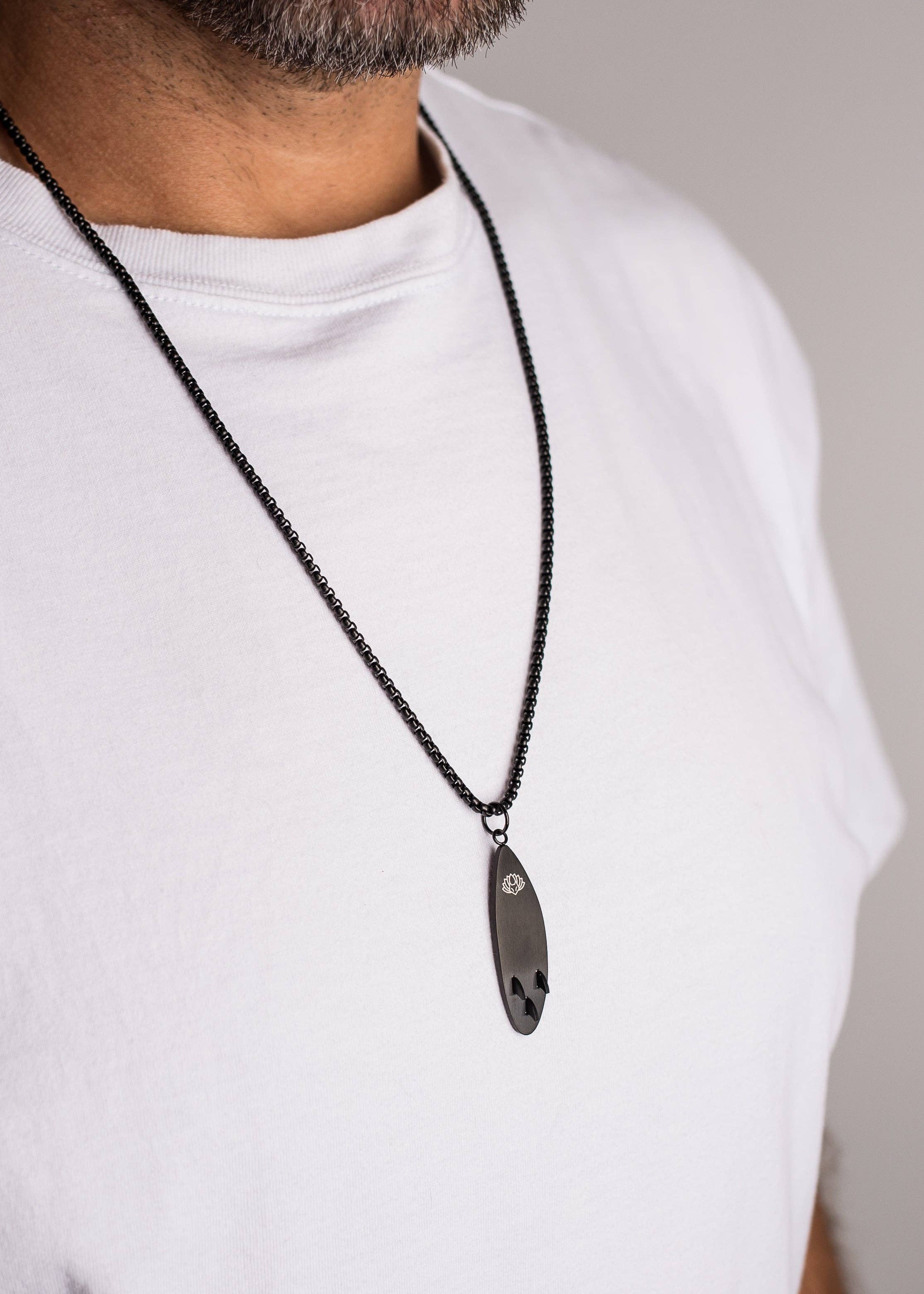 Blackskies - Wholesale Pendant/Charm Necklace - Nalu Surf Board Pendant / Necklace Matte Black 70 cm3