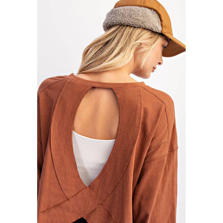 Rae Mode - Wholesale Lounge Top - Women's - COTTON SLUB OPEN BACK LONG SLEEVE TOP11