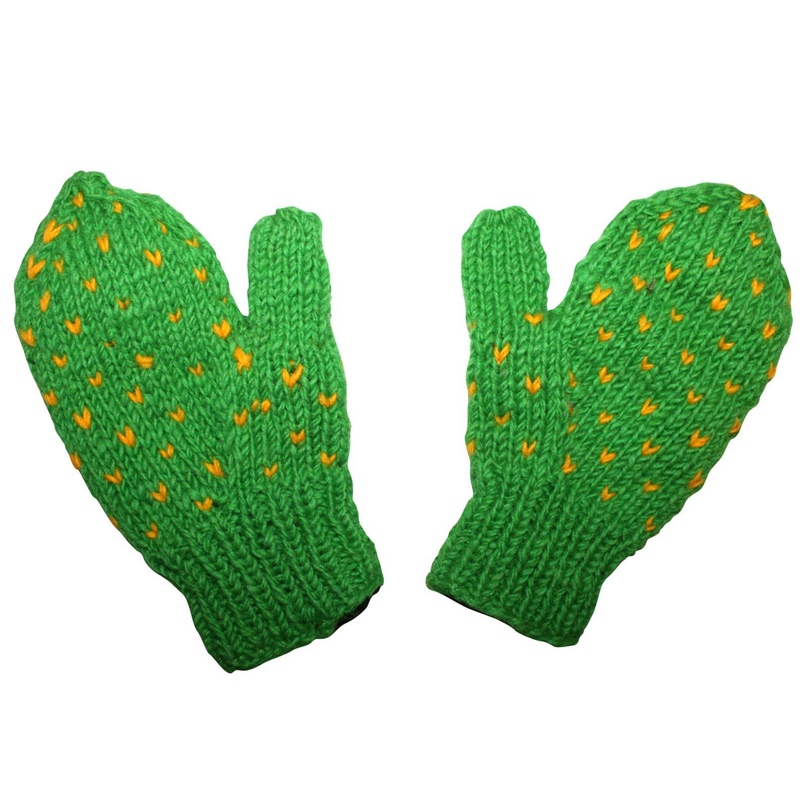 Tribal Trade GmbH - Wholesale Gloves - Women's - Wool mittens knitted gloves green pattern fleece0