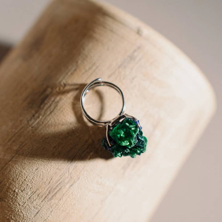 PHOEBE´S - Wholesale Cocktail/Statement Ring - Anillo de Malaquita en Bruto, Anillo Verde, Joyería de Piedras Preciosas4