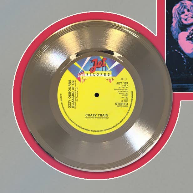 Gold Record Outlet - Wholesale Wall Accent - Ozzy Osbourne Crazy Train Framed Gold 45 Display2