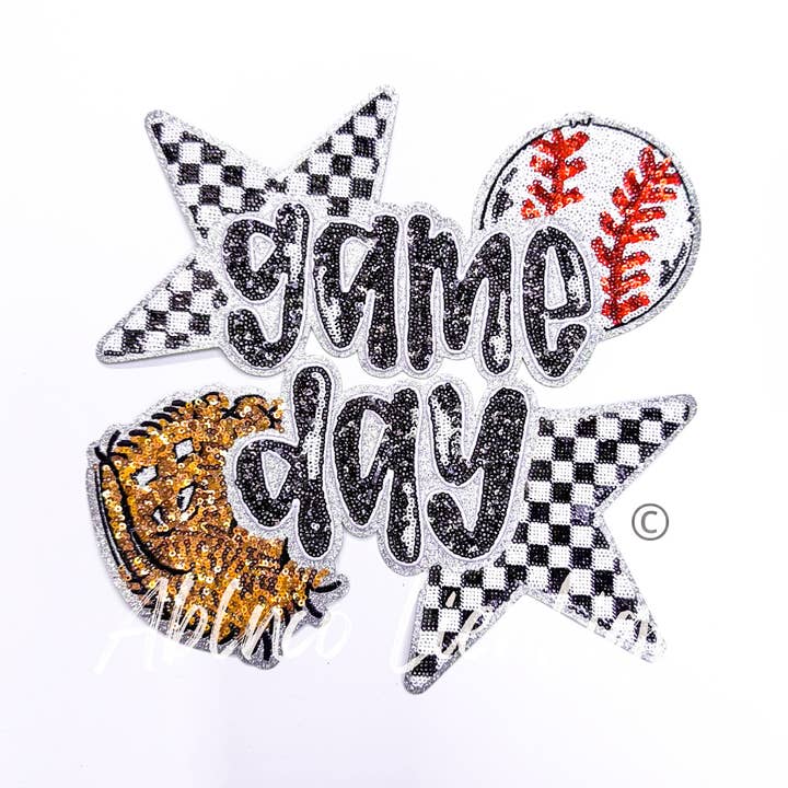 ABLNco - Wholesale Patch - Baseball Game Day Sequins Big Patch Iron On
