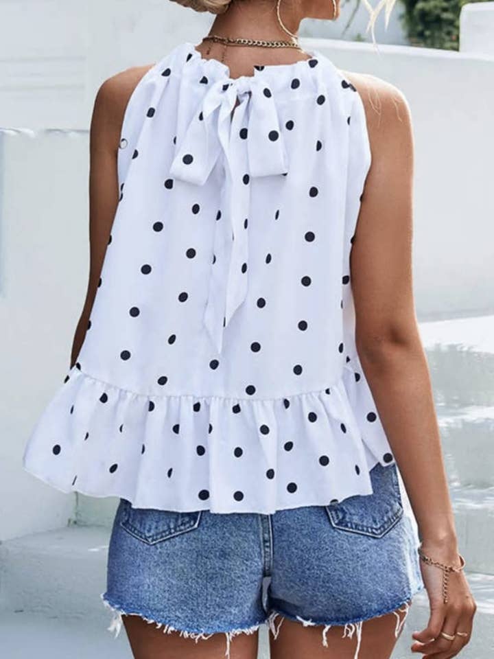 Top all'americana a pois per la vendita all'ingrosso da parte di TOO CHIC BOUTIQUE & CO. LLC