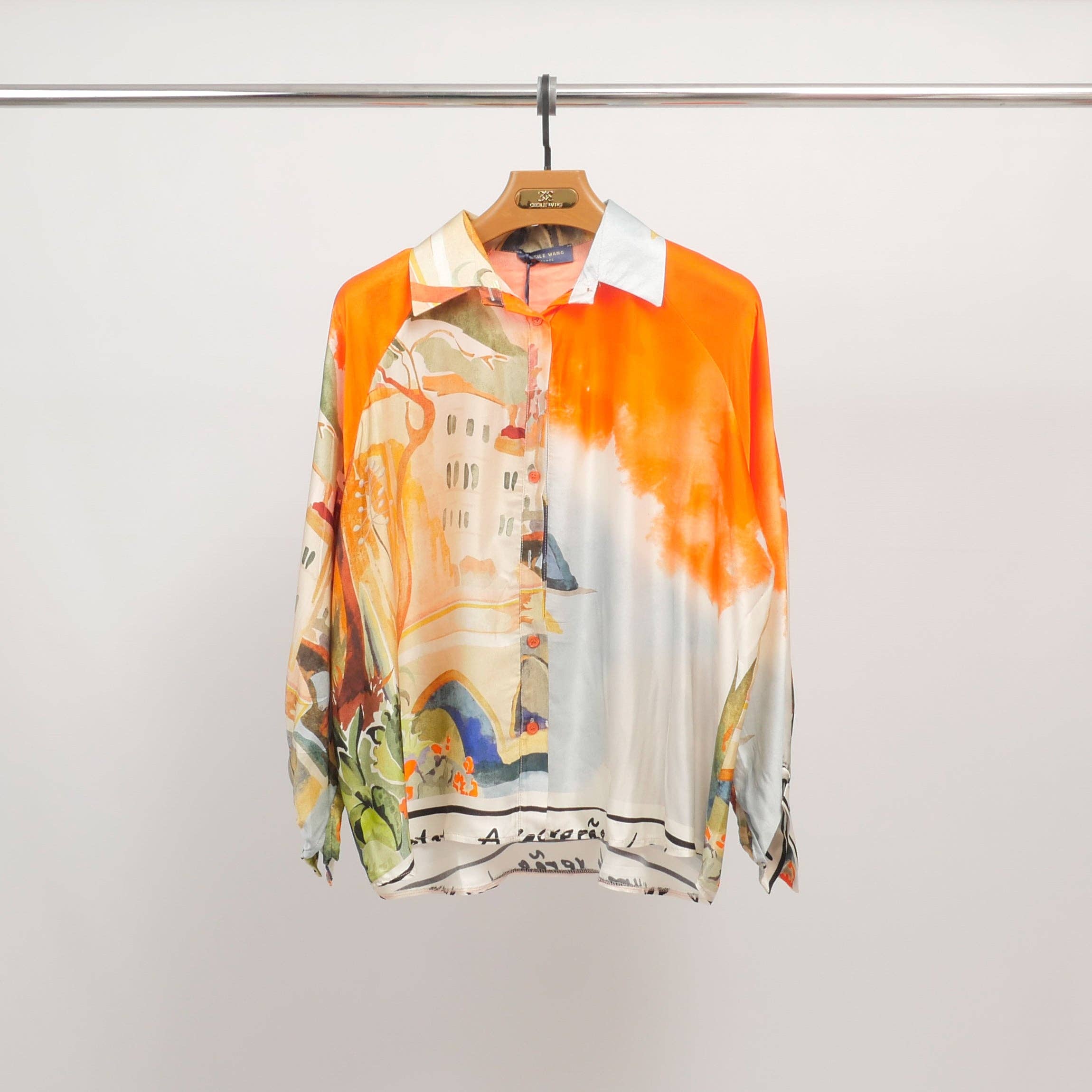 Cecile Wang - Vente Chemise à col boutonné – femme - Tunique imprimée aquarelle fluide KD9905VS-225