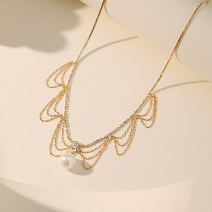 Gold Beaded Exquisite Necklace for wholesale by La Solana Design