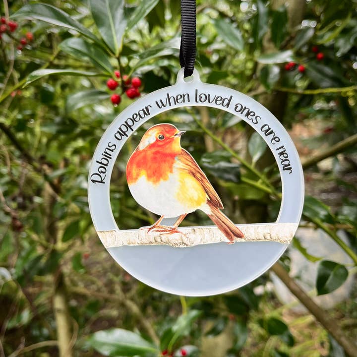 Christmas Robin Memorial Bauble for wholesale by Alphabet Bespoke Creations