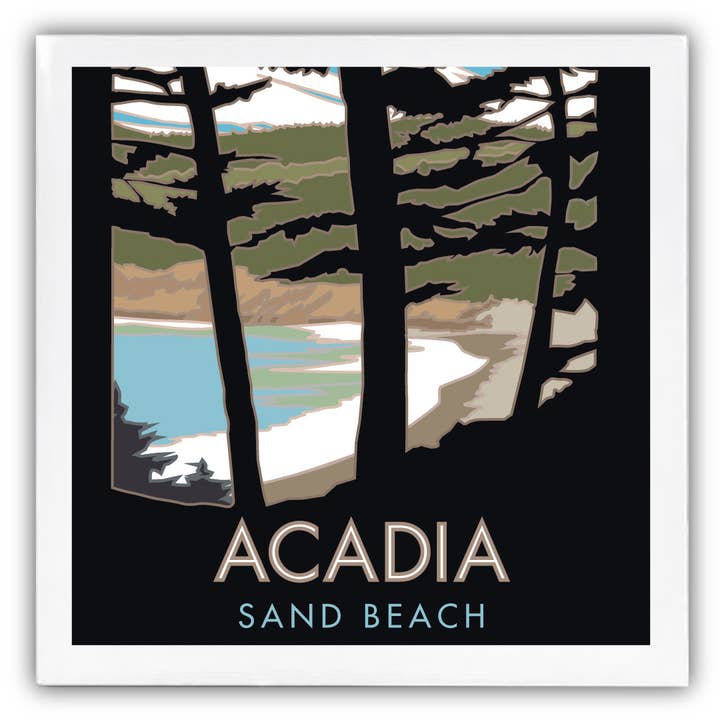 M&W Design Co - Travel Posters - Wholesale Coasters - Acadia National Park, Sand Beach, Maine - Sandstone Coaster