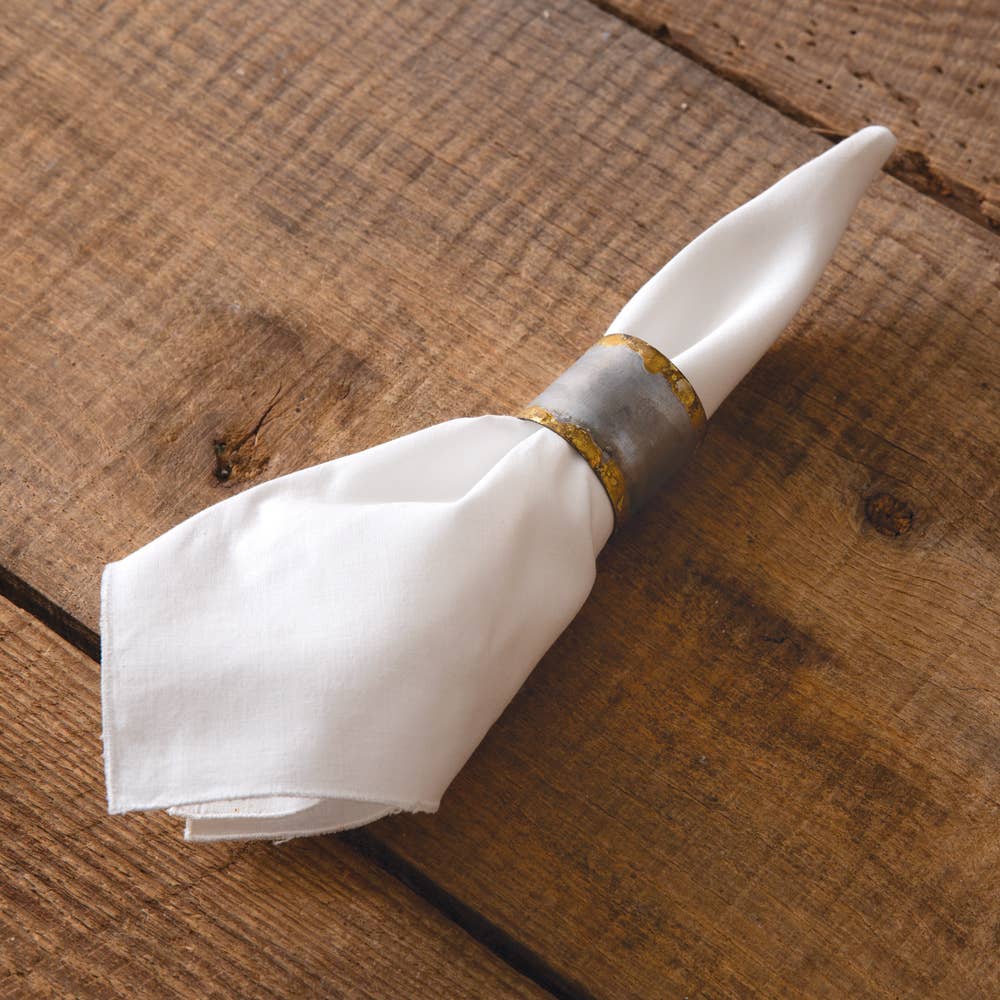 CTW Home Collection - Wholesale Napkin Ring - Set of Four Galvanized & Gold Napkin Rings0