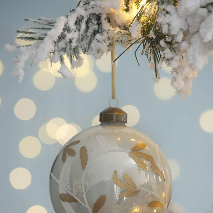 D4" Winter Blossom Glass Ornament for wholesale by A&B Home Group Inc.